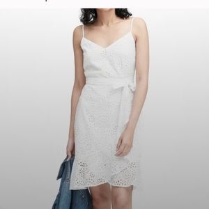 Banana Republic White Summer Eyelet Wrap Dress
